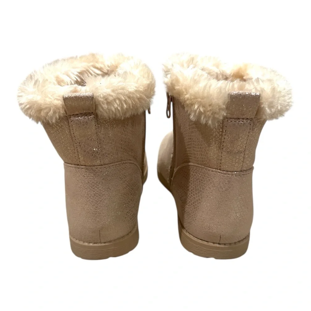 Cat & Jack Girls' Georgeina Faux Suede Shimmer Shearling Style Boots Rose Gold 5
